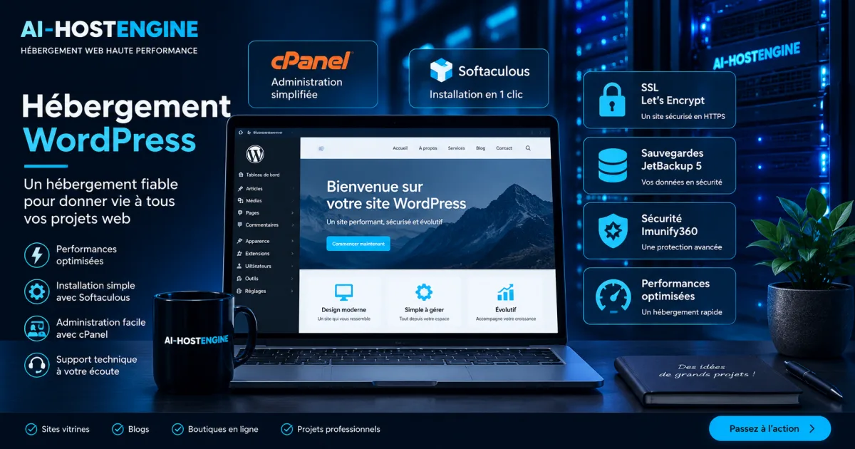 Hébergement WordPress avec cPanel, SSL et sauvegardes